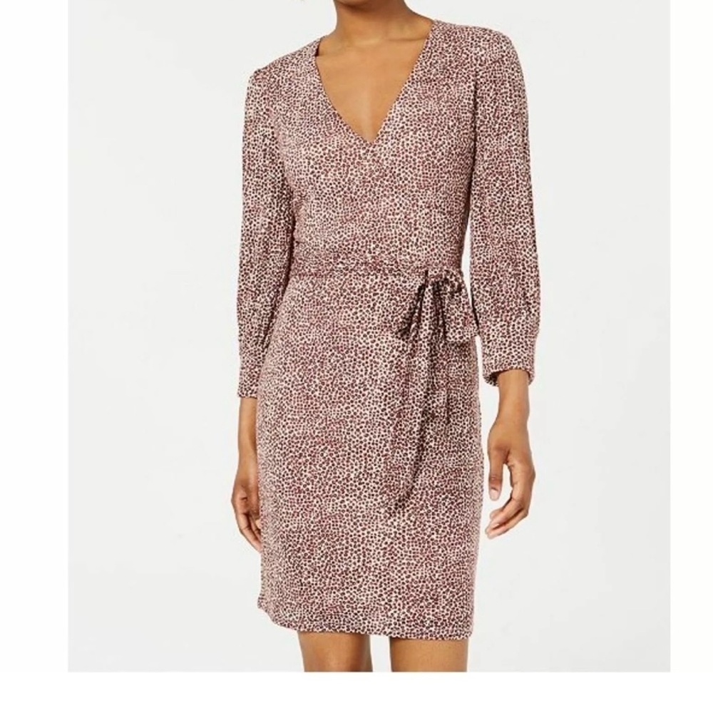 NWT City Studio index leopard print dress with surplice neck size small & belt.